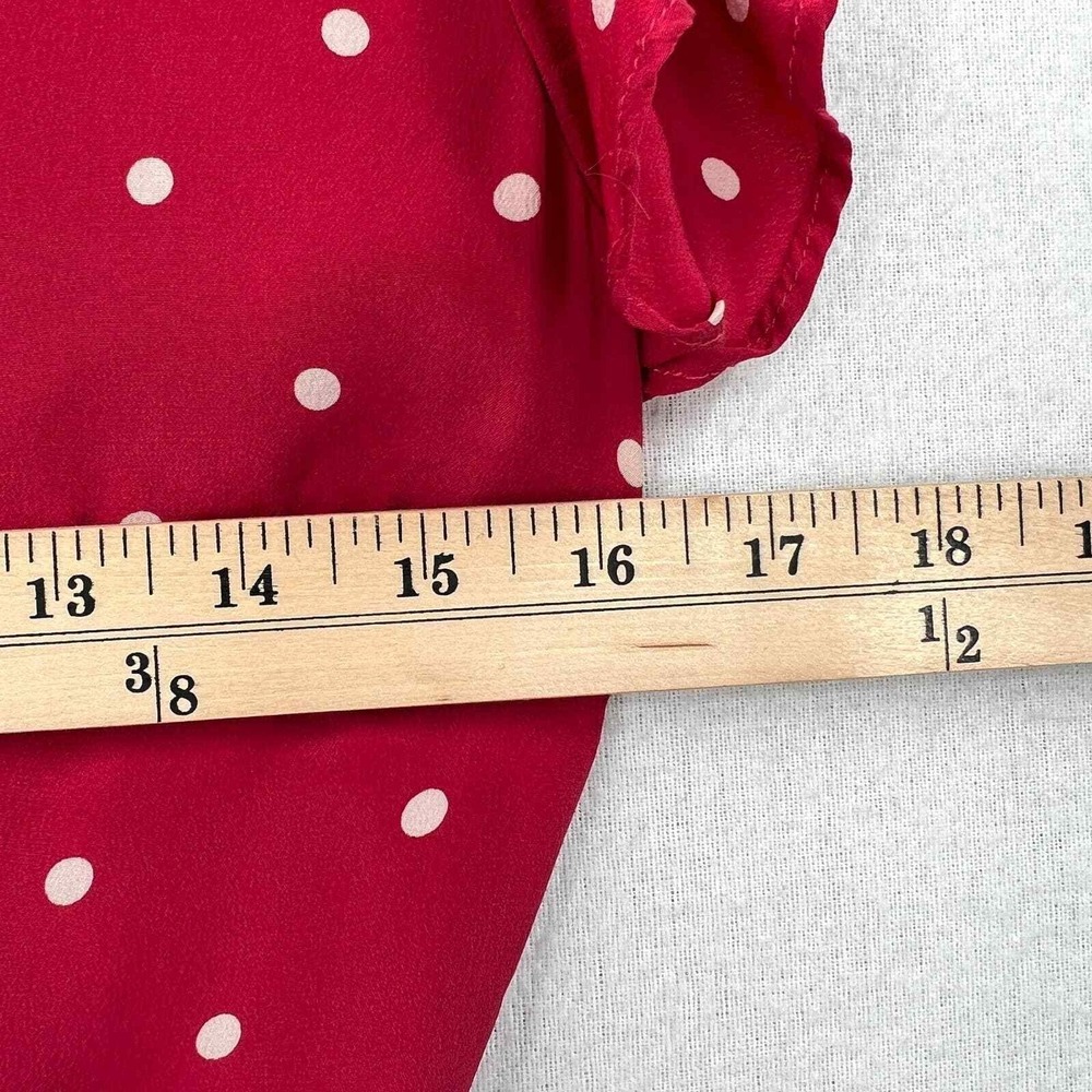 RAILS Leanne Polka Dot Dress Womens Medium Raspberry Red Silk Wrap Mini Short - Picture 14 of 16